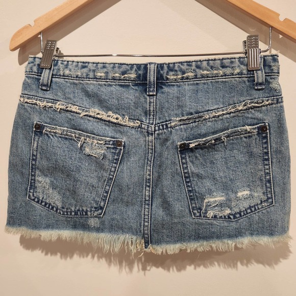 Free People Womens Cute To Boot Distressed Frayed Mini Skirt Festival Size 0 - Picture 2 of 5